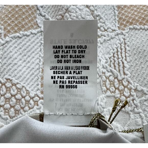 Shoshanna Swimwear | High Neck One Piece | White/Tan | NWT | SZ 8 - Picture 6 of 9